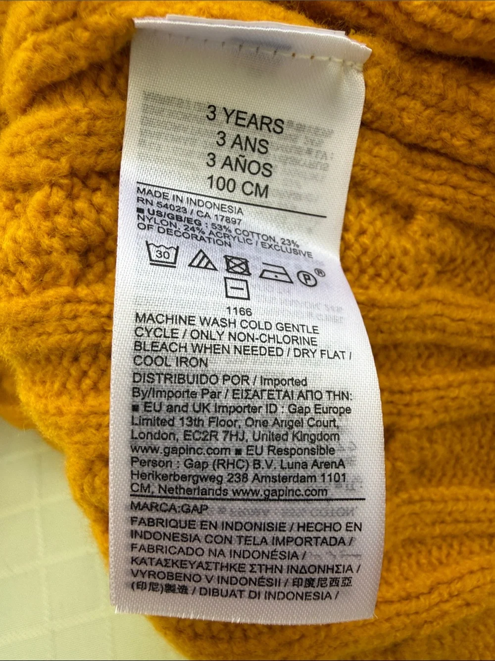 New GAP Mustard Yellow Cable-Knit Crewneck Sweater Cotton Blend